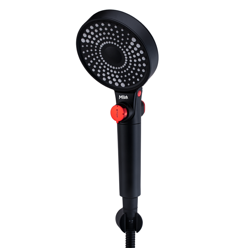 MILA Flowflex Hand Shower - MBHB0206BK, Hand Shower With Double Sided Water Outlet, Multi Function, PP cotton filter, Matt Black Finish, 3 Function Filter